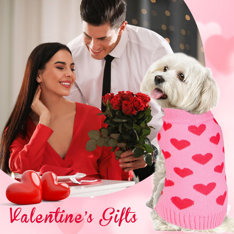 2 Pack Dog Valentine Sweater, Dog Valentines Day Clothes Dog Valentines Outfit Knitted Dog Heart Sweater for Small Medium Large Dogs Pets (Red & Pink, Large) Red & Pink - PawsPlanet Australia