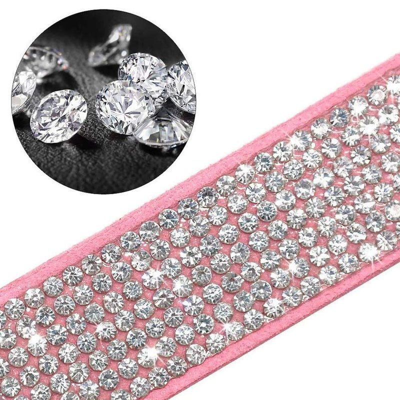 ETOPARS Rhinestone Dog Collar Leashes, Crystal Diamond Cat Dog Collar Leash Set, Cute Dazzling Dog Rhinestone Collar, Dog Collar Harness for Small & Medium Dogs Pink-1