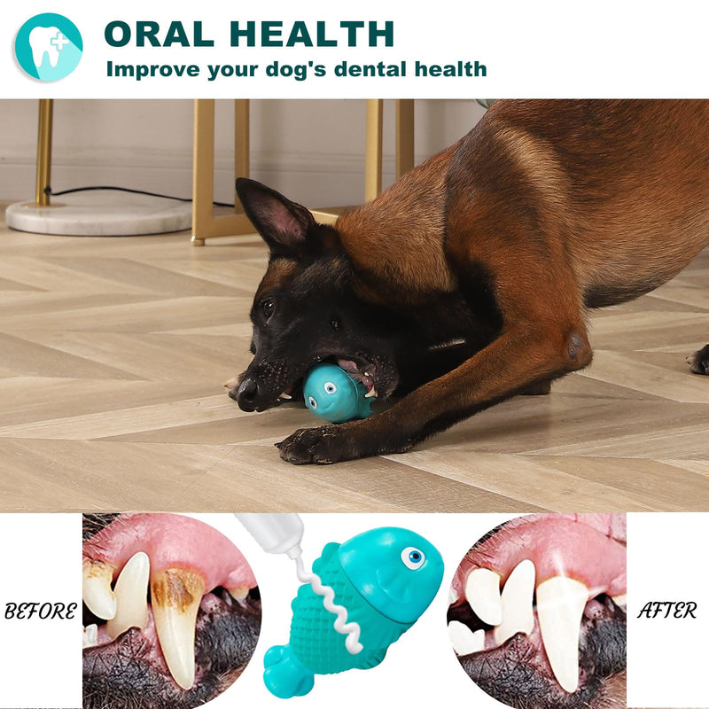 Dog Chew Toys for Aggressive Chewers, Indestructible Dog Toys for Aggressive Chewers, Tough Dog Toys for Large Dogs, Squeaky Dog Toys, Strong Dog Toys, Super Chewer, Heavy Duty Cyan NylonFish - PawsPlanet Australia