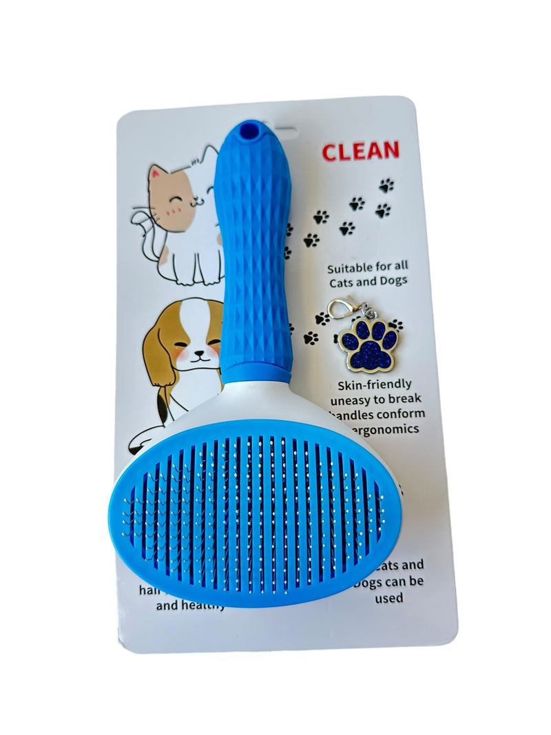 Self-Cleaning Pet Grooming Brush – Stainless Steel Slicker Brush for Dogs, Cats, Rabbits & Small Pets – Ideal for Shedding, Tangles, and Mats – Perfect for Short & Long Hair Breeds by (Blue) Blue - PawsPlanet Australia