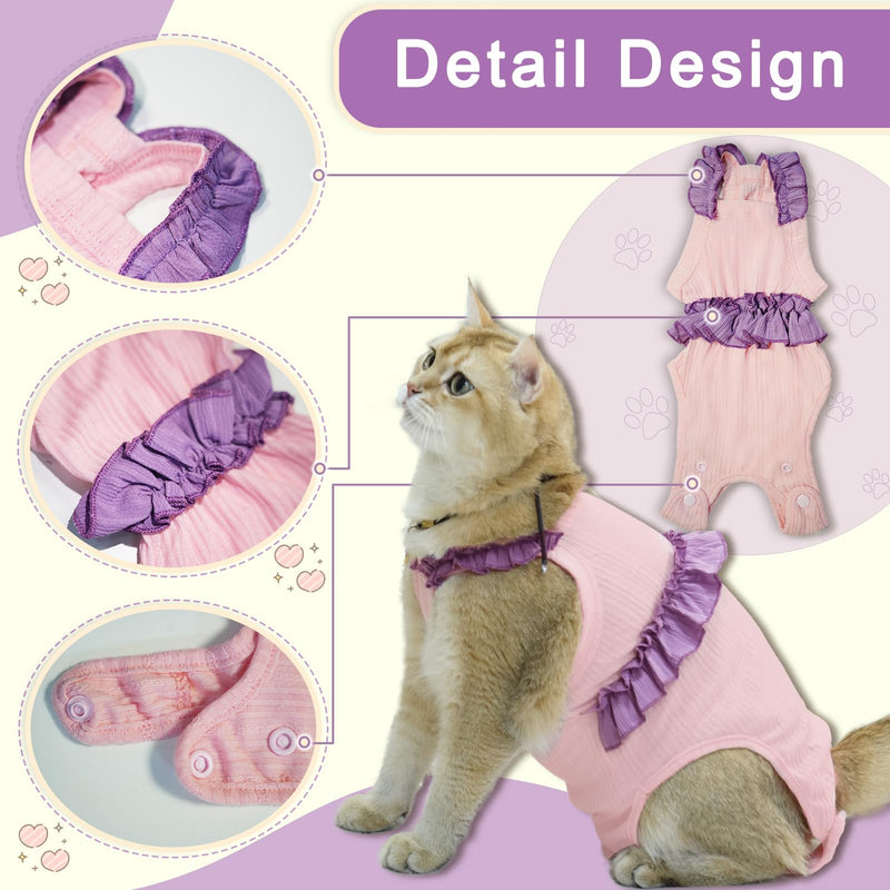 Cat Recovery Suit,Kitten Onesie After Surgery,E-Collar Alternative for Abdominal Wound and Skin Diseases,Soft Breathable Bodysuit After Spay（Pink-l） l pink