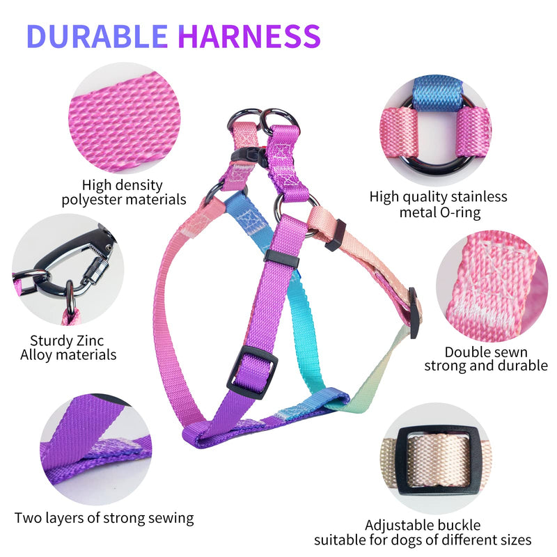 AIITLE Step in Dog Harness Collar Leash Set - Adjustable No Pull Dog Halter Harness - Comfortable Padded Handle - Easy Control for Walking - for Extra-Small Breed Dogs, Pink Gradient XS - PawsPlanet Australia