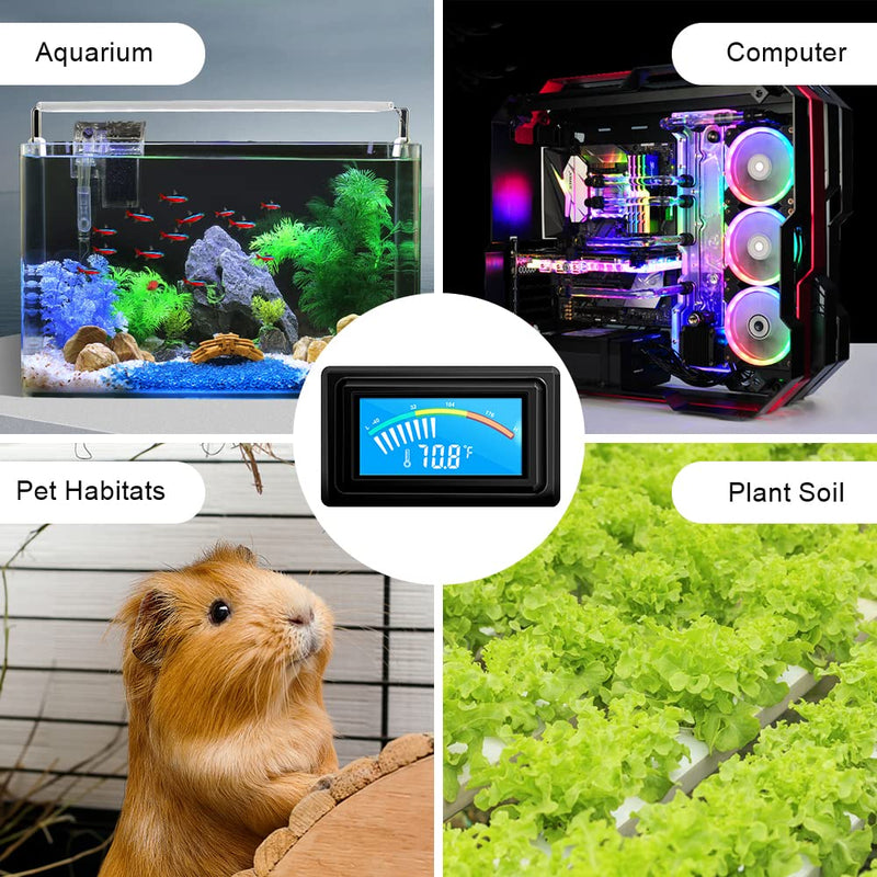 Digital Thermometer Temperature Meter Gauge Waterproof Sensor Probe Aquarium Car PC case Incubator Temp Meter 4 Pin Power Supply Celsius/Fahrenheit LCD Display 4 Pin Interface - PawsPlanet Australia