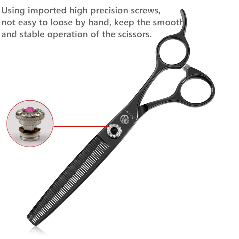 Purple Dragon 6.5" 55 Tooth Professional Pet Grooming Scissors - Dog Thinning/Blending Shears - Animal Hair Trimmer for Pet Groomer B-black - PawsPlanet Australia