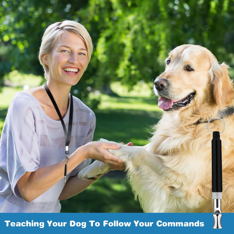 2 Pcs Dog Whistle to Stop Barking, Professional Dogs Training Whistle with Lanyard, Adjustable Ultrasonic Black and White Dog Training Tools to Stop Barking - PawsPlanet Australia