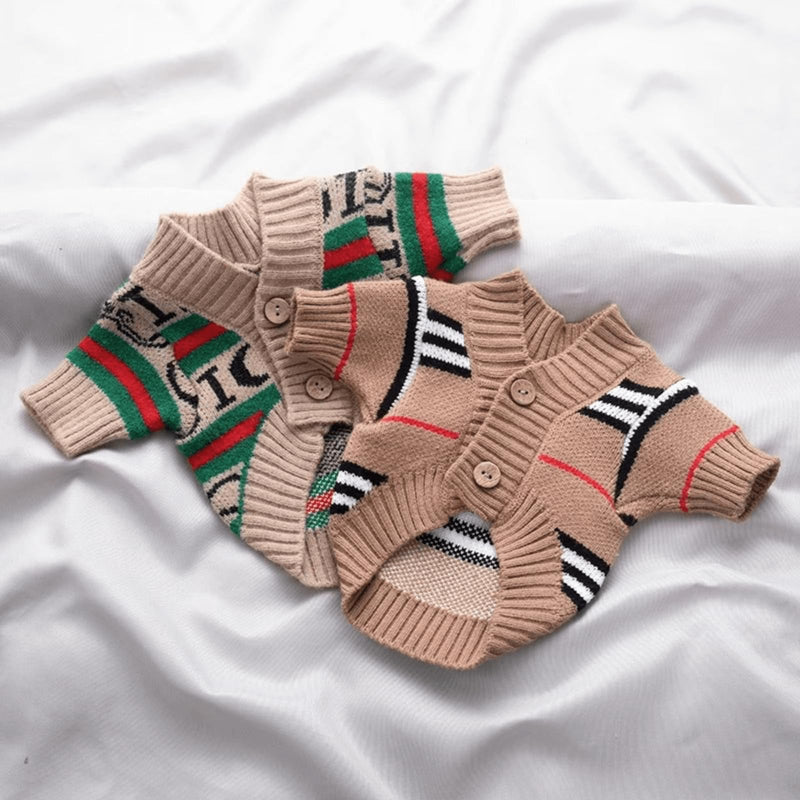 Cute Knitted Cat Sweaters Warm Striped Dog Apparel Thickened Winter Kitten Sweaters for Indoor Cats and Small Dogs (Stripe 1,M (3.3-5.5lbs)) Stripe 1 M (3.3-5.5lbs) - PawsPlanet Australia