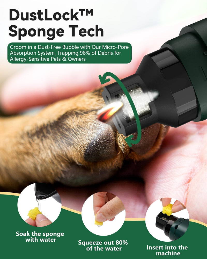 Silent Dog Nail Grinder, Rechargeable Electric Pet Claw Trimmer with Diamond Grinding Head, Safe & Low Noise Nail File for Small, Medium & Large Dogs, Cats and Other Pets
