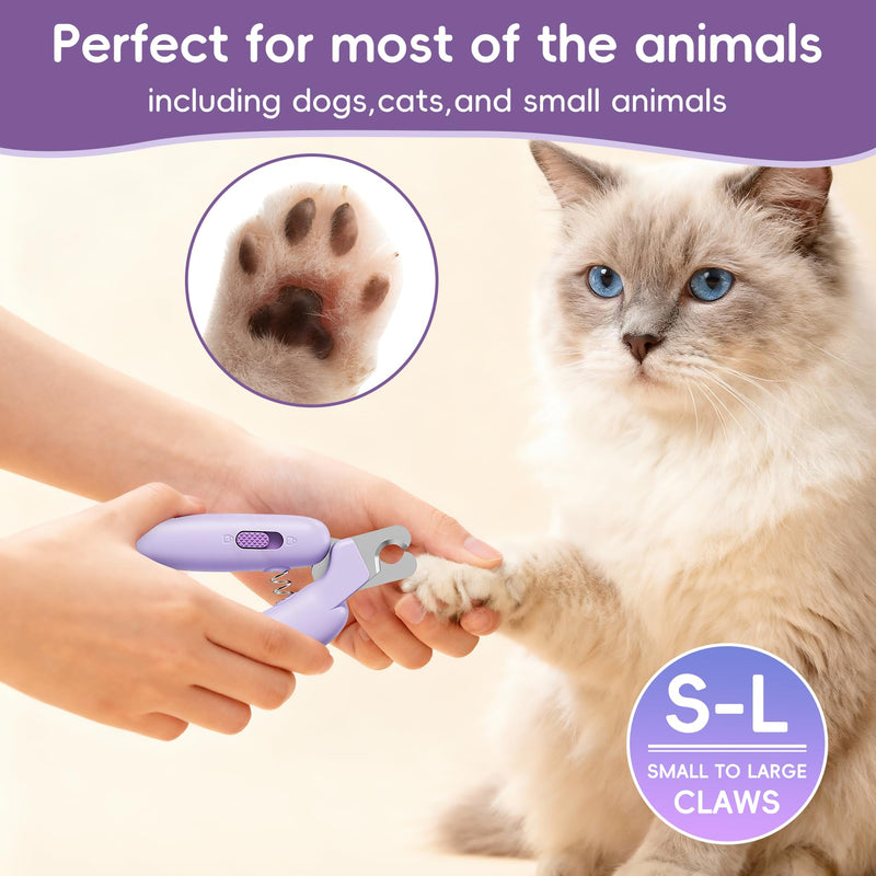 Dog Nail Clippers,Dog Nail Trimmers for Small Medium Dogs and Cats - Professional Grooming Tool with Safety Lock, Sharp Stainless Steel Blade Prevents Splitting, Includes Nail File (Purple-mini) Purple-mini - PawsPlanet Australia