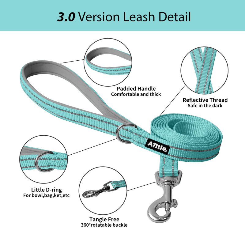 AIITLE No Pull Dog Harness and Leash Set, Step in Adjustable Dog Harness with Padded Vest for All Weather, Dog Leash with Soft Padded Handle, Easy to Put on Small and Medium Dogs Pure Turquoise S S(Chest: 13.5 - 16") - PawsPlanet Australia