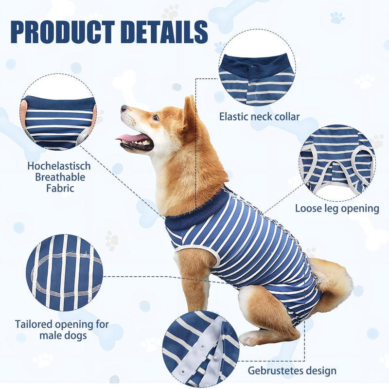 Pack of 2 Dog Bodysuit After Surgery Male, Dog Body Surgery Body Castration Dog Surgery After Surgery, Wound Protection, Soft Recovery Suit, Breathable, Alternative to Elizabeth Collar (Blue)