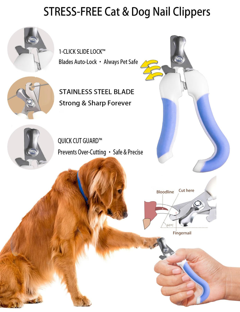 6ps Dog Cat Brush Grooming Kitf, Dog Cat Brushes, Bath Brush, Dematting Rake and Comb, Nail Clipper, Nail File, Flea Comb (Blue 6 Kits) Blue 6 Kits - PawsPlanet Australia