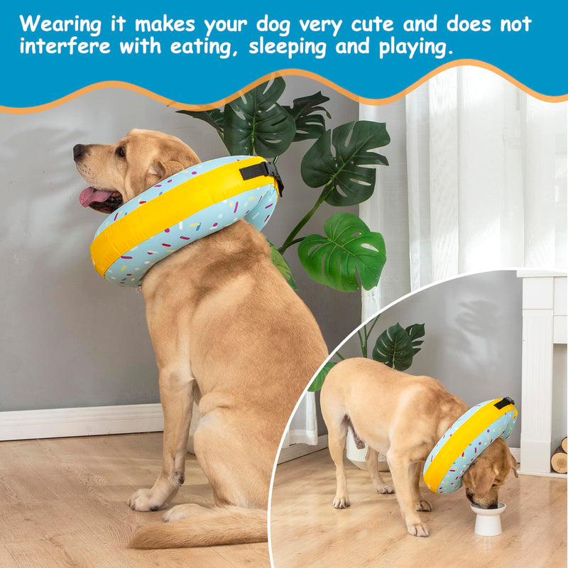 Dog Cone Collar Inflatable Donut for Large Medium Small Dogs, Soft Waterproof Dog Cone Alternative After Surgery Prevents Licking Wounds Easy Clean (Blue, L (Neck 13.5"-18")) Blue L (Neck 13.5"-18")