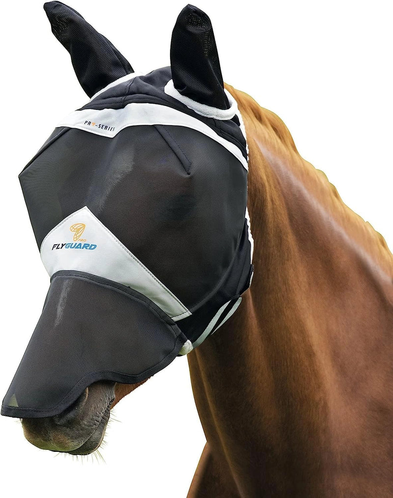 Shires Fine Mesh Fly Mask with Ears & Nose — UV Protection Black/Full/Single