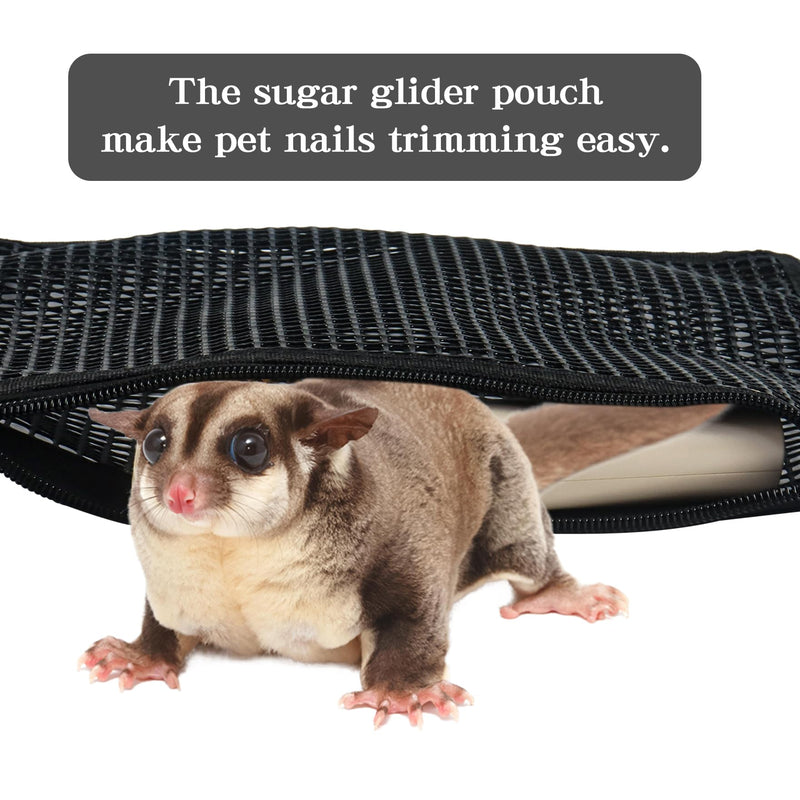 Klmnop 2 Pcs Sugar Glider Nails Trimming Pouch, Sugar Glider Bonding Pouch Mesh, Trim Bag for Ferrets Guinea Pig Rat(Black) Black - PawsPlanet Australia