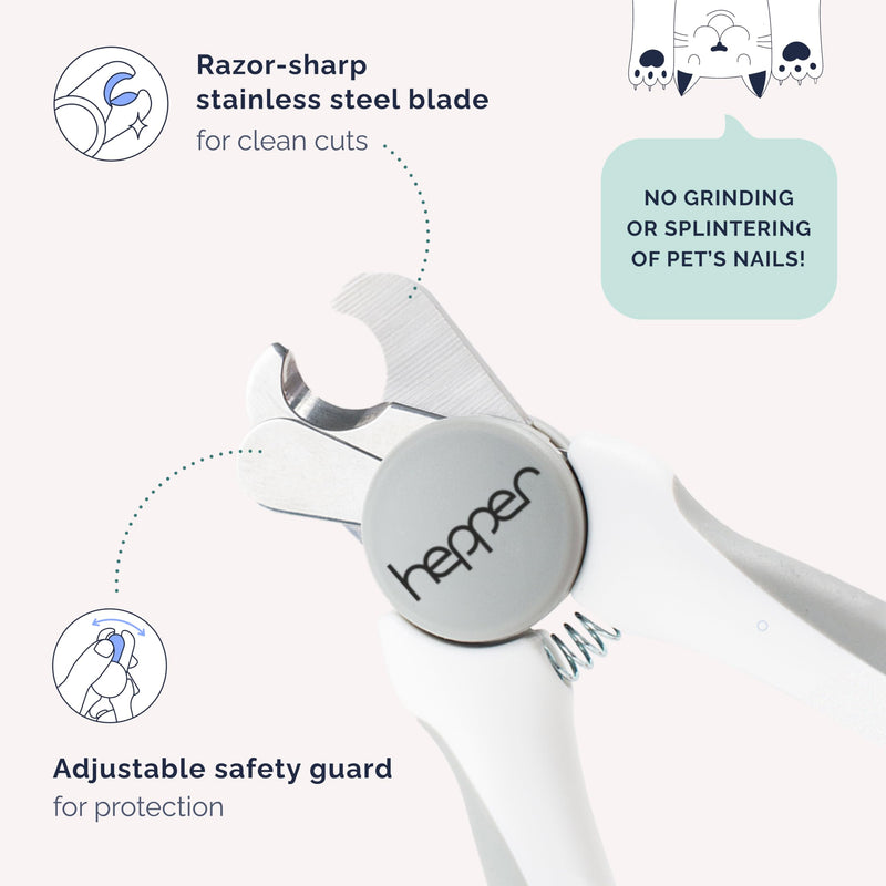 Hepper Cat Nail Clipper Kit - Small and Large Sharp Cat Claw Clippers with Added Nail File and Storage Pouch - Cat Nail Clippers with Safety Guard and Lock - Professional Cat Manicure … Grey - PawsPlanet Australia
