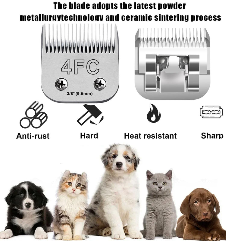 3Pack 4FC Blades for Dog Grooming Blades Compatible with Andis,Oster A5,Wahl km10 Dog Clippers,Detachable Dog Clipper Blade for Dog Cat Horse Animal,Size-#4FC, 3/8-Inch Cut Length (9.5mm) 3pcs #4FC (9.5mm) - PawsPlanet Australia