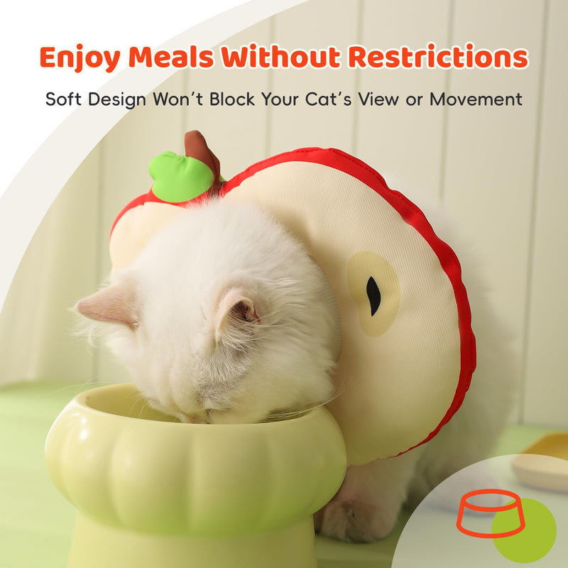 Cat Cone Collar Soft, Lightweight Cat Doughnut Collar after Surgery, Neck Wound Protection, Cute Apple-Shaped Cones to Stop Scratching, Waterproof Kitten Neck Brace to Anti-Licking, Red M Apple Red