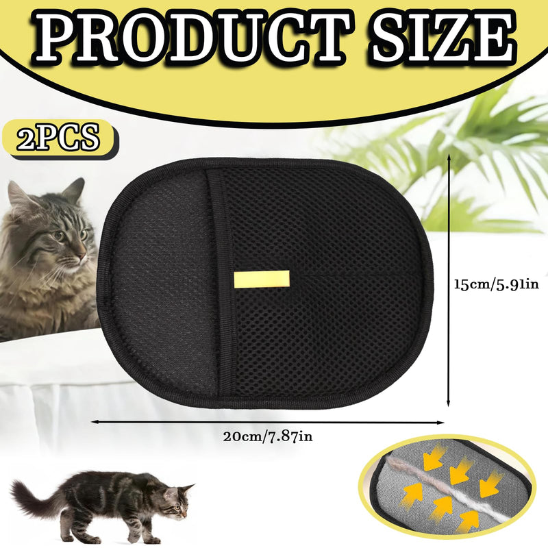 2 Pcs Pet Hair Removal Glove, Cat Dog Electrostatic Hair Remover Grooming Glove Washable Reusable Cat Grooming Glovesfor Sofa, Bed, Carpet, Clothing (Black) - PawsPlanet Australia