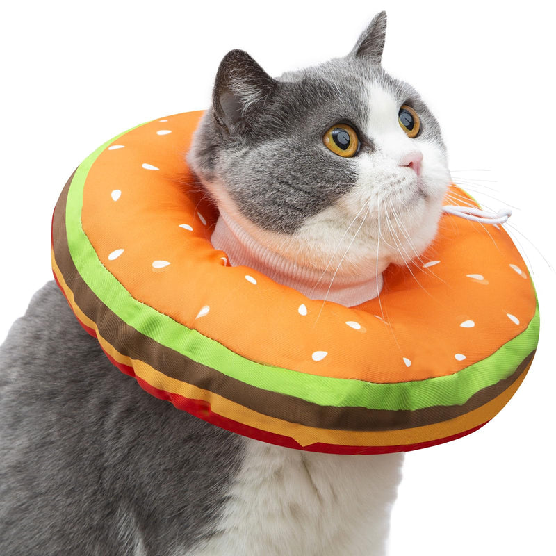 EWES Cat Cone Collar Soft M Size Alternative Neck Cones to Stop Licking Kitten Comfy Elizabethan Collars After Surgery Neuter Dog Donut Collar for Pet e Collar Recovery Shame Hamburger