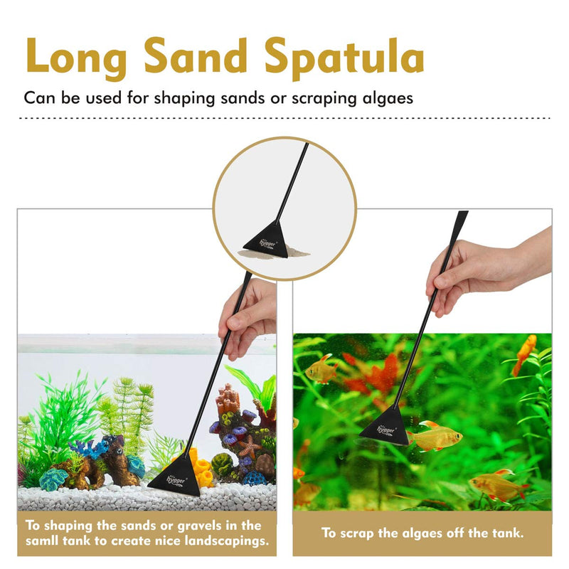 hygger Long Stainless Steel Premium Aquarium Tools, 4 PCS Aquatic Plant Tweezers Scissors Spatula Kits Comes with 1 Cleaning Cloth, for Fish Tank Starters Black - PawsPlanet Australia