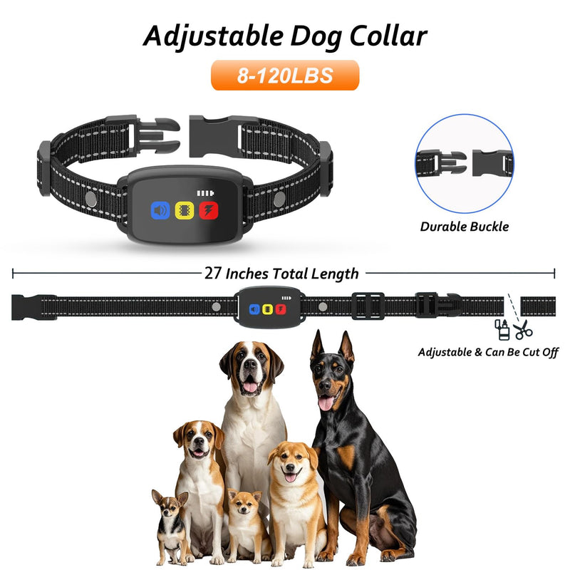 Dog Shock Collar LCD Wireless Remote Control Beep/Vibrations/E-Shock Stop Barking Training Device 3300 FT Long-Range Training Rechargeable IP67 Waterproof - PawsPlanet Australia