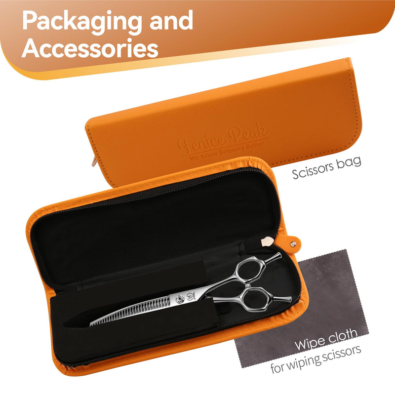 Fenice Peak 7.5 Curved Thinning Traceless Dog Grooming Scissors Japanese 440C Stainless Steel with Bearing Screws Smooth Cutting and Durable 7.5'' - PawsPlanet Australia