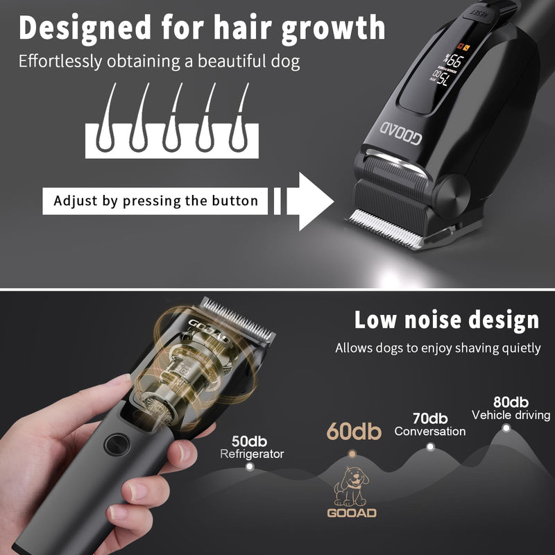 Dog Clippers for Grooming Heavy Thick Hair & Coats, 7500rpm Low Noise Cordless Pet Shaver, Dog Grooming Kit with Paw Trimmer Nail Grinder for Small Large Dogs Black&white - PawsPlanet Australia