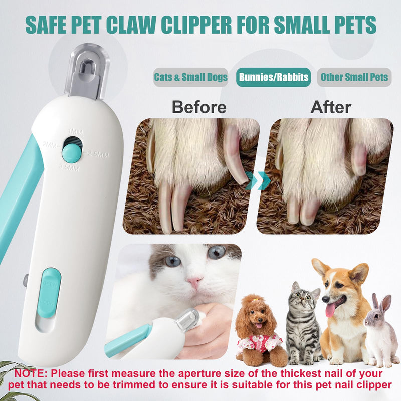 Cat Nail Clipper with Adjustable Aperture, Dog Nail Trimmer with Nail File for Puppies, Safe Pet Claw Clipper Grooming Tool to Avoid Over Cutting, Professional Pet Nail Cutter for Beginners (Blue) Blue - PawsPlanet Australia