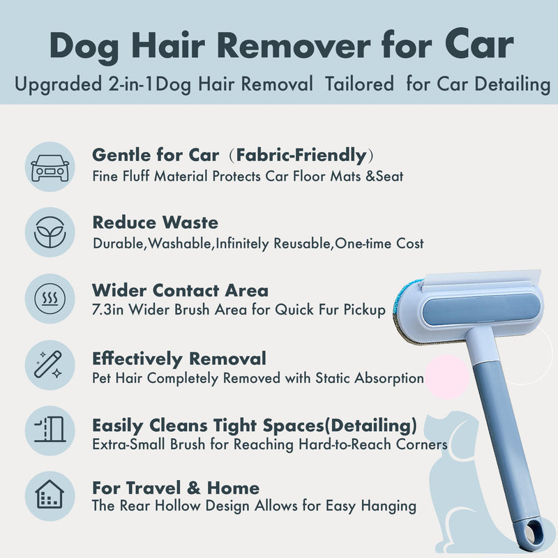 Dog Hair Remover for Car, Complete 3 in 1 Pet Hair Detailer Brush - Auto Detailing Tool for Car and Home Removes Hair from Car Seats, Carpets, and Couches, Reusable Fur Cleaning Solution - PawsPlanet Australia