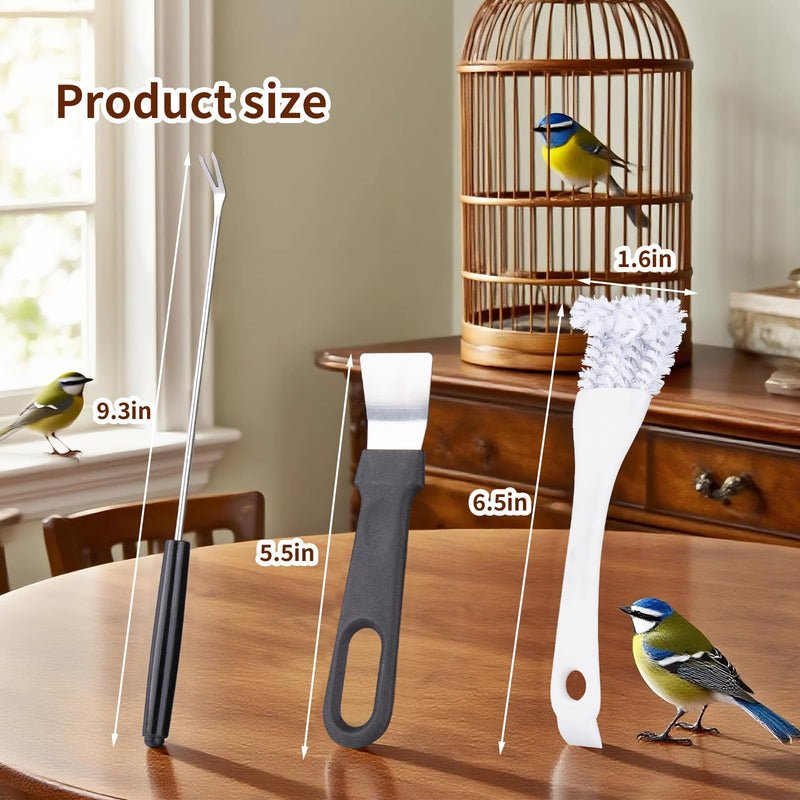 Bird Cage Cleaning Brush Tool Set, Bird Cage Cleaner with Long Handle, 4 Pcs Bird Cage Accessories, Bird Cage Cleaner, Poop Remover for Cleaning Poop in Pet Cages, Parrot Cages & Bird Perches - PawsPlanet Australia