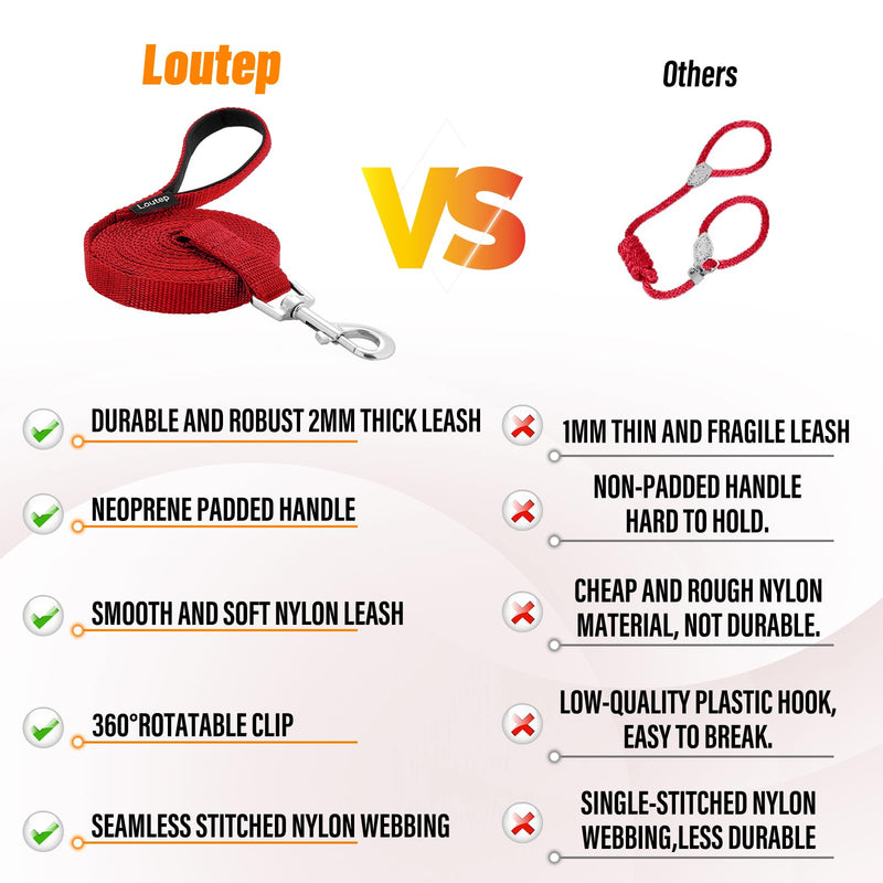 Dog Training Leash - Long Line for Recall & Obedience, Nylon Training Lead with Padded Handle, 15 ft / 20 ft / 30 ft / 50 ft / 100 ft - Long Leash for Dogs Outside, Small/Medium/Large 50ft Red - PawsPlanet Australia