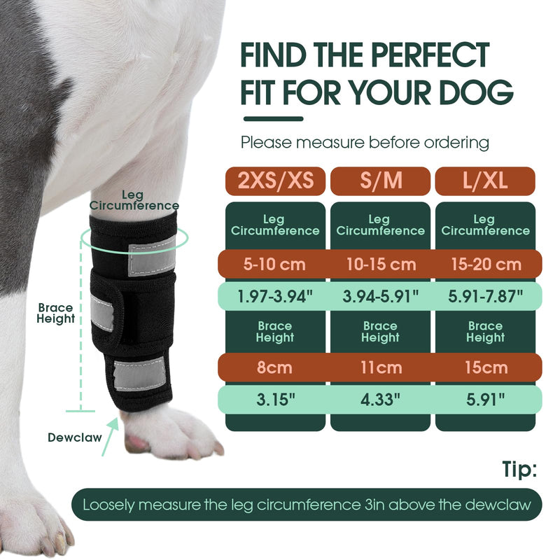 Kuoser Dog Elbow Protector Front Leg Brace, Anti Licking Sleeve for Dogs, Reflective Dog Leg Support, Adjustable Wound Protector for Injury Recovery & Arthritis, Black S/M