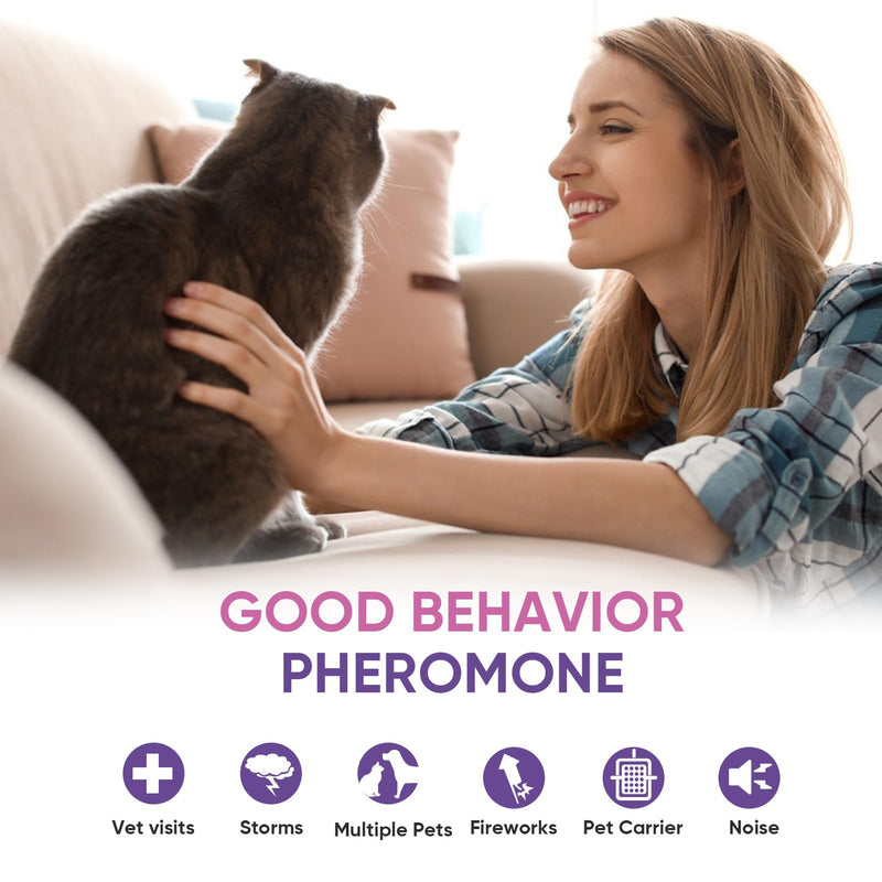 Cat Calming Pheromone Diffuser Effectively Relieve Anxiety Stress Cat Calming Diffuser Comfort for Cats Refill Reduce Fighting Spraying and Scratching Calm Relaxing 48ml/Bottle Fits All Cats 1 diffusers, 2 refills