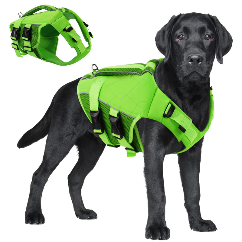 ASENKU Dog Life Jacket - Pet Safety Vest for Swimming & Boating, Shark Life Jacket with Floatation, Dog Lifesavers Swimsuits for Small Medium Large Dogs (Green, S) Green - PawsPlanet Australia