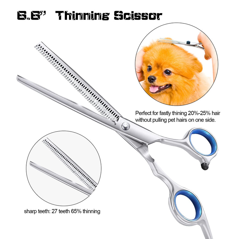 Dog Grooming Scissors for Dogs with Safety Round Tips, 5 in 1 Dog Scissors for Grooming, Curved Dog Grooming Scissors,Professional Pet Grooming Shears Set for Dogs and Cats 5 in 1 Blue - PawsPlanet Australia
