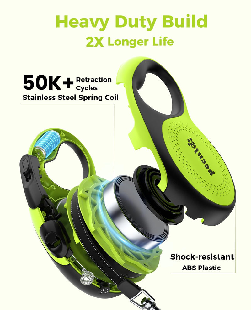 Retractable Dog Leash with Flashlight, 26ft Heavy Duty Retractable Pet Leash with Light, One-Button Control, Anti-Twist Protection, Reflective Leashes for Medium Large Pets Dogs Up to 110 lbs Green with LED light Large-26ft - PawsPlanet Australia