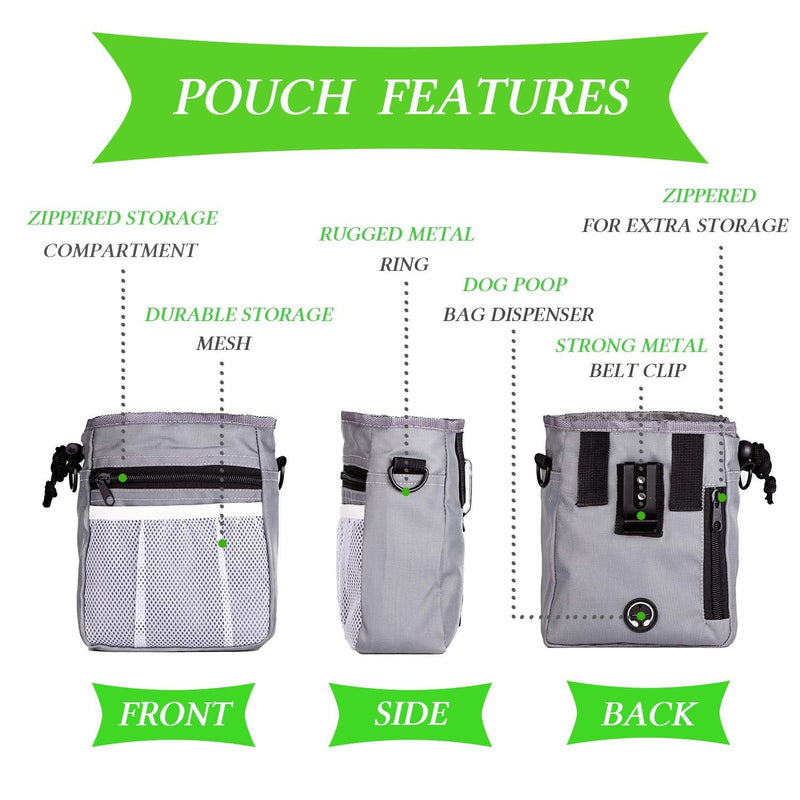 D-BUY 4-in-1 Dog Training Set, Puppy Training Treats- Dog Treat Training Pouch, Dog Whistle, Dog Doorbells, Dog Clicker, Ideal Gift for First Time Pet Owners, Training Dog Owners Grey - PawsPlanet Australia