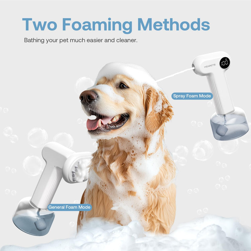 Electric Dog Shampoo Dispenser with Shampoo Brush, Shampoo Foamer for Dogs Bathing, Massaging and Grooming, Two Foaming Modes, Rechargeable Dog Foam Sprayer for Short and Long Haired Pet - PawsPlanet Australia
