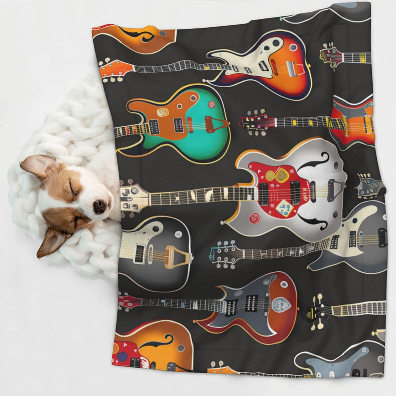 Guitar Pattern Blanket for Dog Cat Kitten, Music Theme Soft Warm Pet Blankets for Couch Sofa Bed Furniture Protector Washable Large Dog Blanket 40 * 28in 40*28inch - PawsPlanet Australia