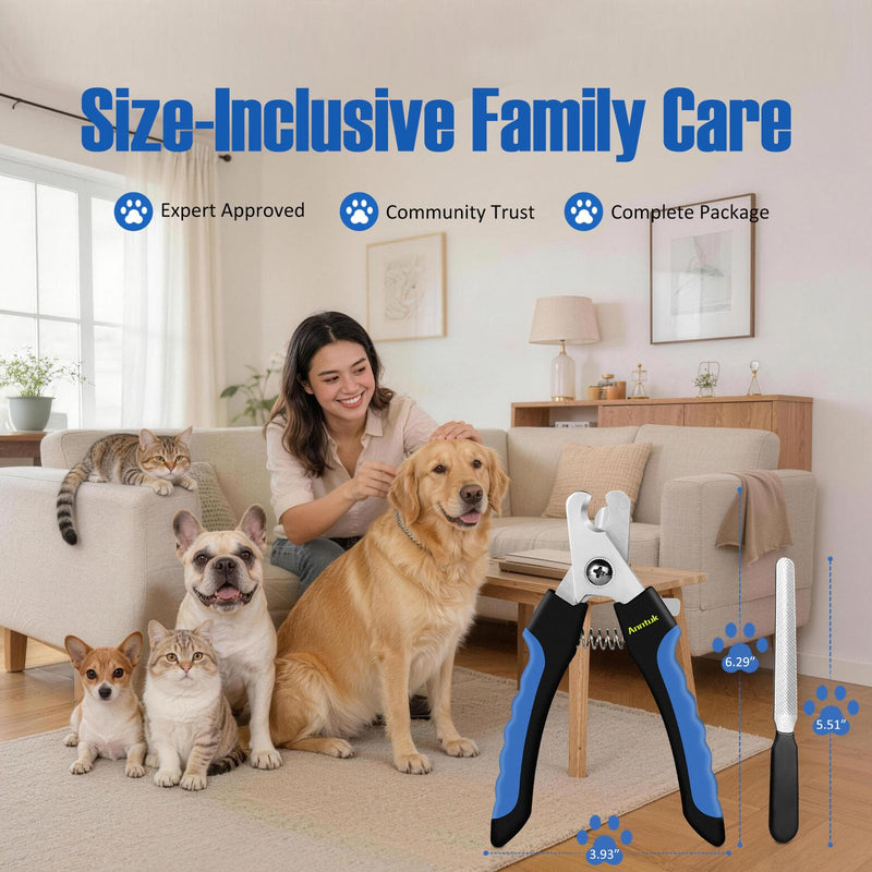 Dog Nail Clippers with Nail File, Ergonomic Dog Nail Trimmers to Avoid Over Cutting, Razor-Sharp Stainless Steel Blade with Safety Guard for Large/Small Pet Dogs, Blue - PawsPlanet Australia