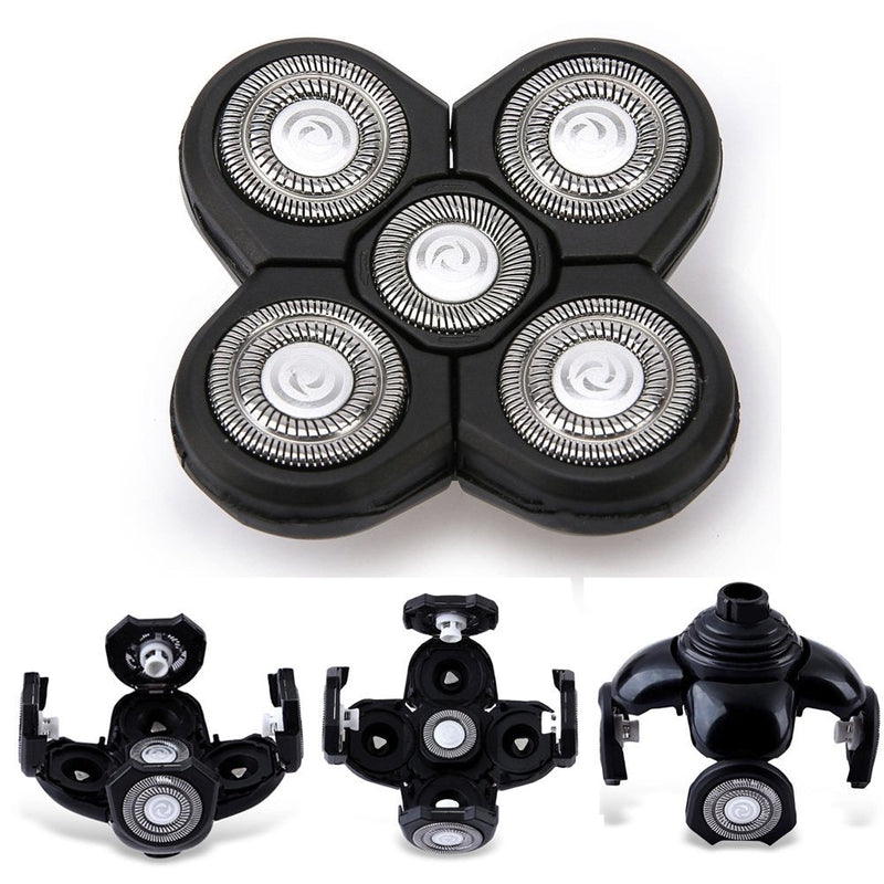 Men Electric Shavers Replacement Heads 5 in 1 Razor Replaceable Alternate Floating Washable Blade Trimmers Head (Black-1pcs) Black-1pcs