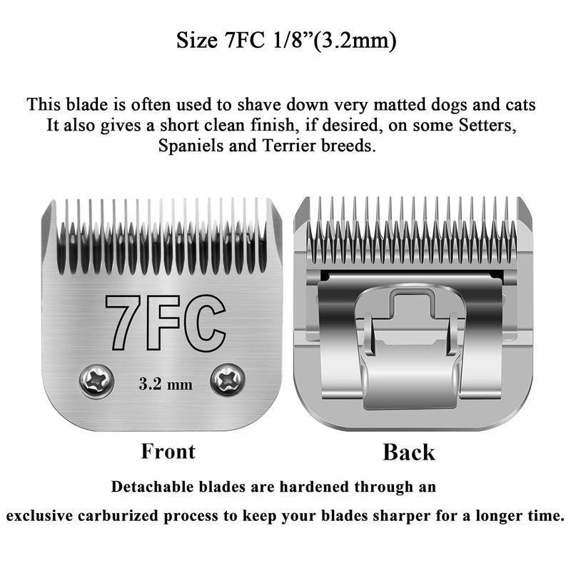 7FC Clipper Blades Pet Grooming Clipper Replacement Blades Compatible with Andis, Oster A5, Wahl KM-10 Series Clippers, Made of Carbon Steel Blade & Stainless Steel Blade 7FC - PawsPlanet Australia