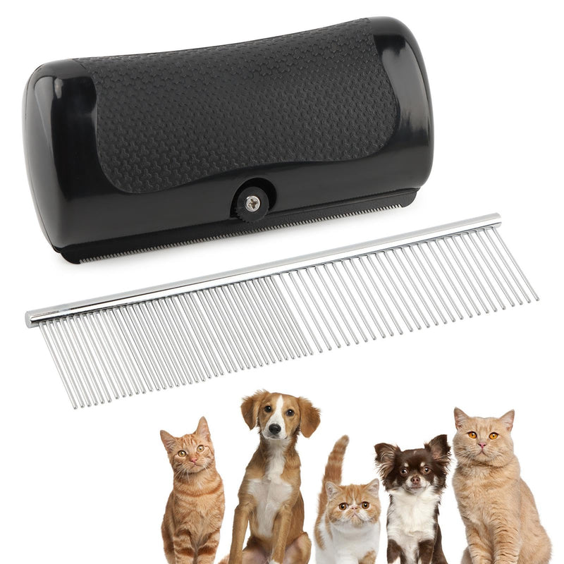 Deshedding Dog Brush Pets Shedding & Grooming Tools with 1 Steel Comb Pet Hair Removal Tool for Cats, Dogs, Horses(Color:Black) black - PawsPlanet Australia