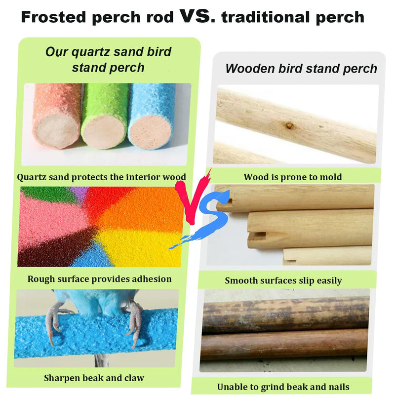 Hamiledyi 4 PCS Parrot Perch Stand Toy Bird Cage Perch Toy Natural Paw Grinding Stick for Medium Parrots Parakeets Cockatiels Lovebirds Chewing Stick (M) M(7.9inch) - PawsPlanet Australia
