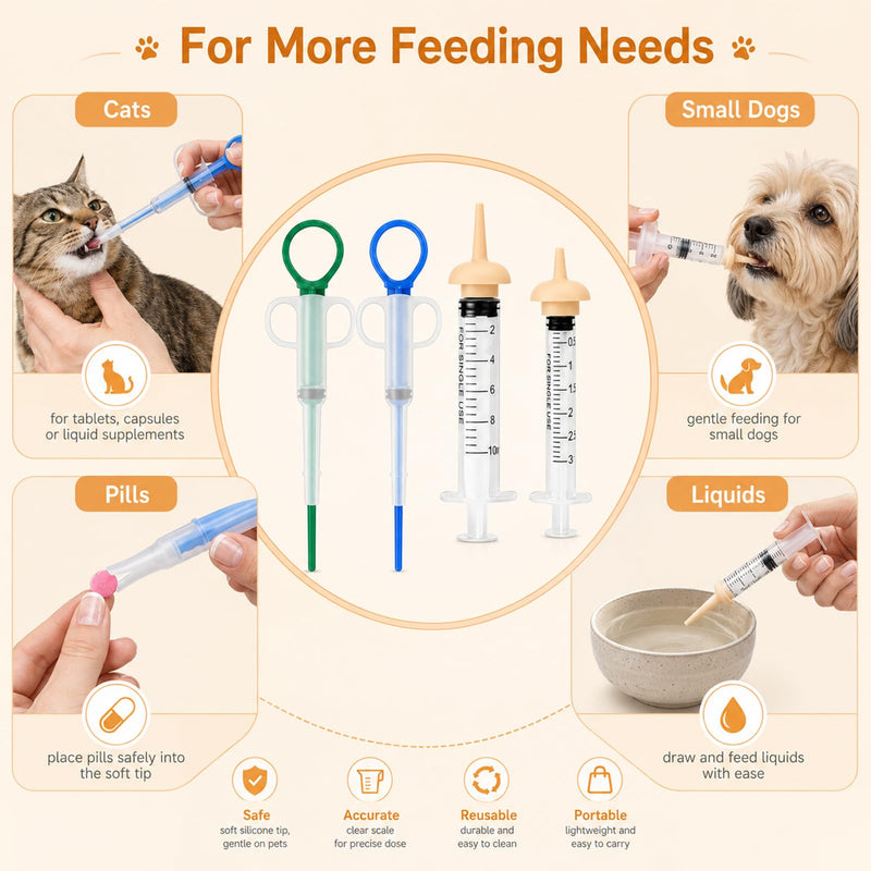 4-pack of tablet dispensers for cats, tablet dispenser for cats, an efficient aid for administering medication, suitable for cats, dogs, small animals and young animals
