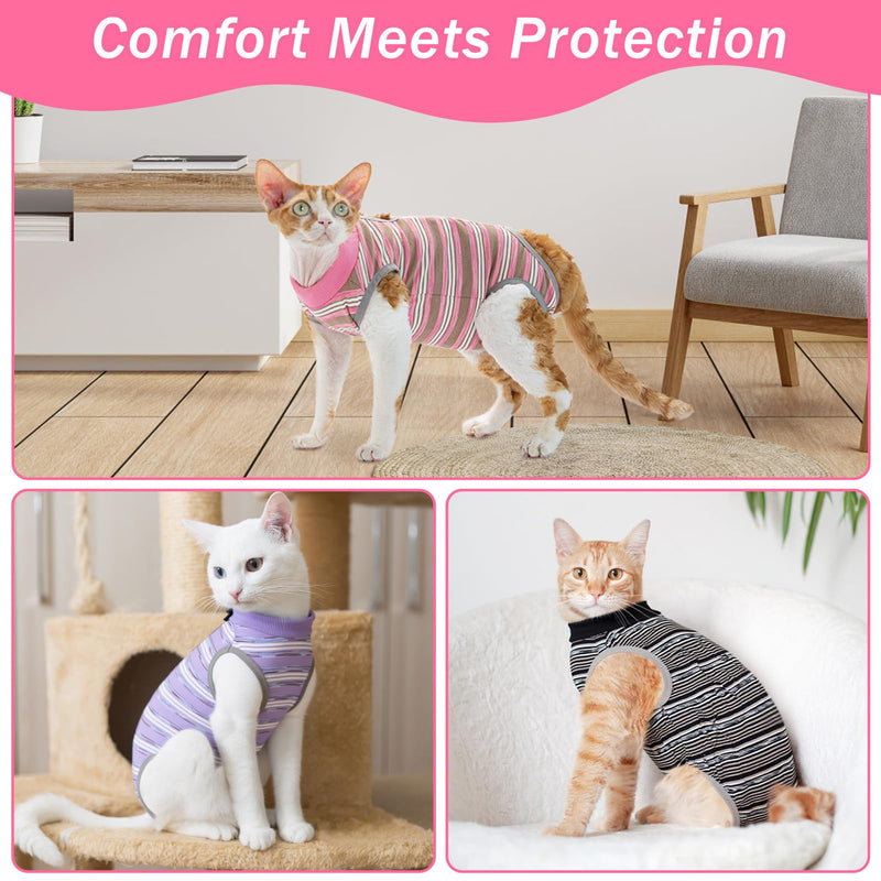 Coppthinktu Cat Recovery Suit Female, Cat Surgery Recovery Suit Cats Onesie for Cats After Surgery for Surgical Abdominal Wound Skin Diseases, Soft E-Collar Alternative Kitten Spay Suit Anti Licking Purple Medium