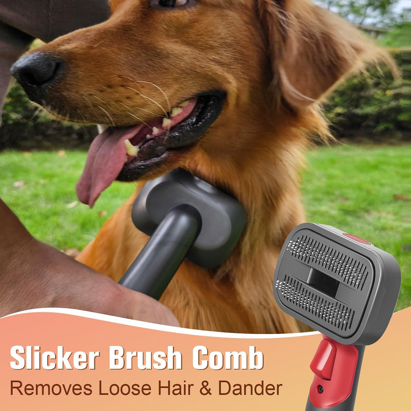 2-in-1 Dog Hair Vacuum Brush for Grooming & Shedding Compatible with Dyson Gen5, V15, V12, V11, V10, V8, V7 – Removes Loose Hair, Dander, Undercoat & Tangles – Self-Cleaning Design 2 in 1