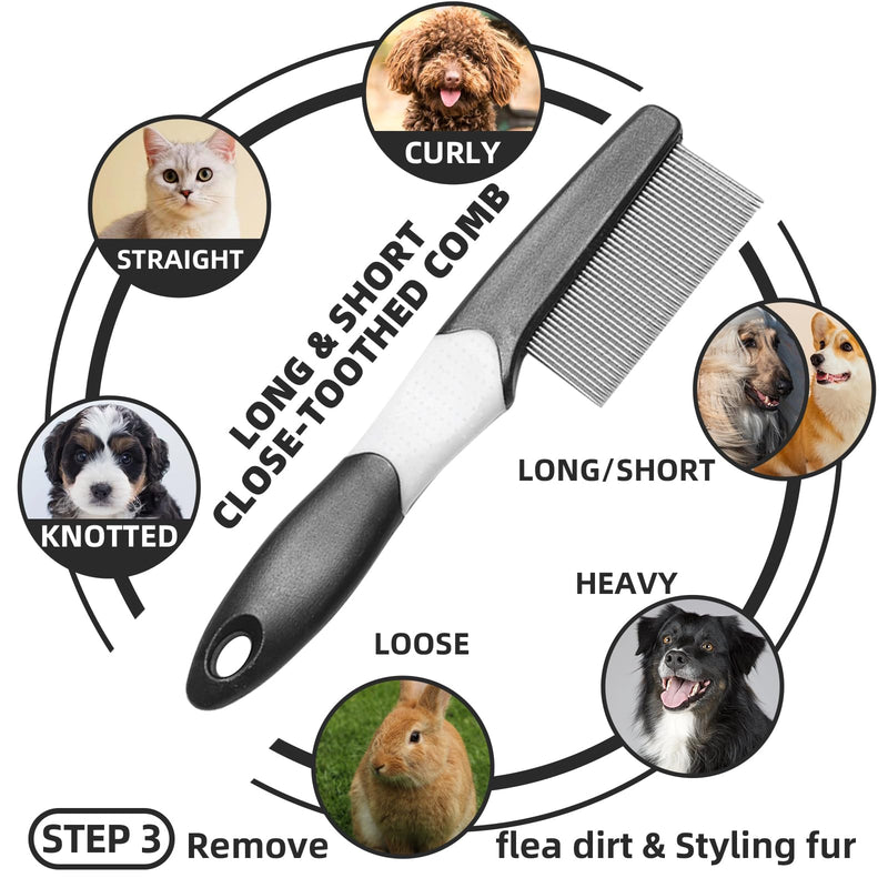Dog Brush for Shedding, 7 PCS Dog Grooming Brush Kit, Undercoat Rake, Slicker Brush, Deshedding Comb, Bath Brush, Nail Clipper for Long & Short Haired Dogs & Cats, Black A-Black