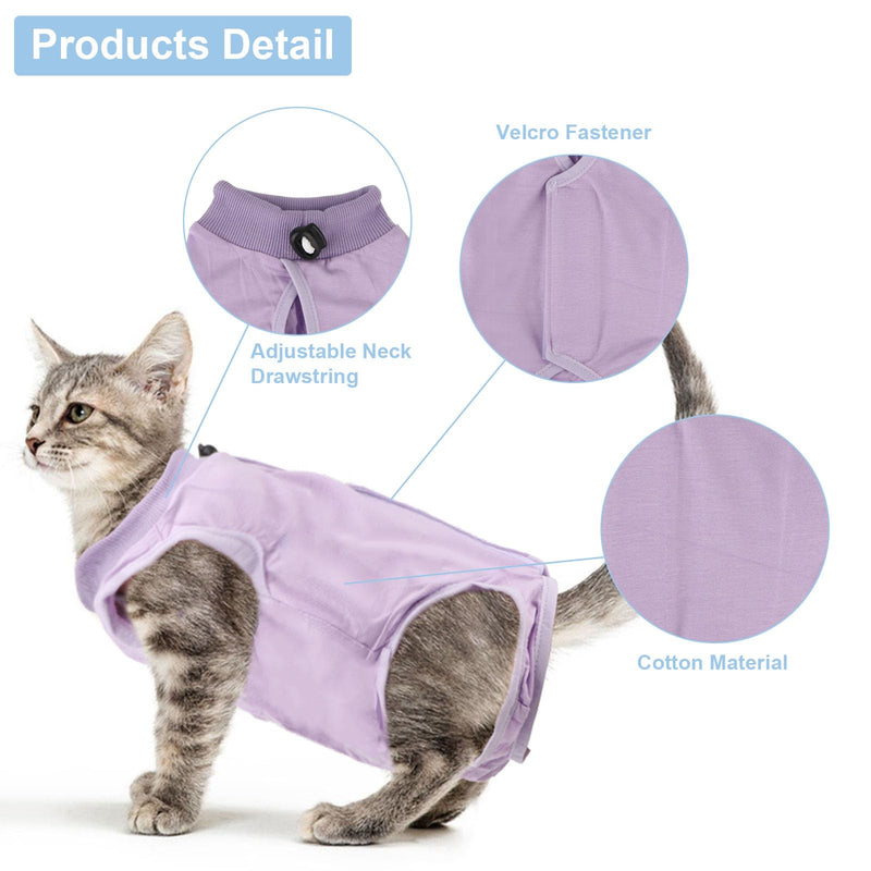 2PCS Cat Recovery Suit - Breathable Cat Surgical Recovery Suit, Onesie for Cats After Surgery Recovery, Alternative Cone of Shame Abdominal Wound Skin Wear Protection (Light Blue+Light Purple, L) Light Blue+Light Purple