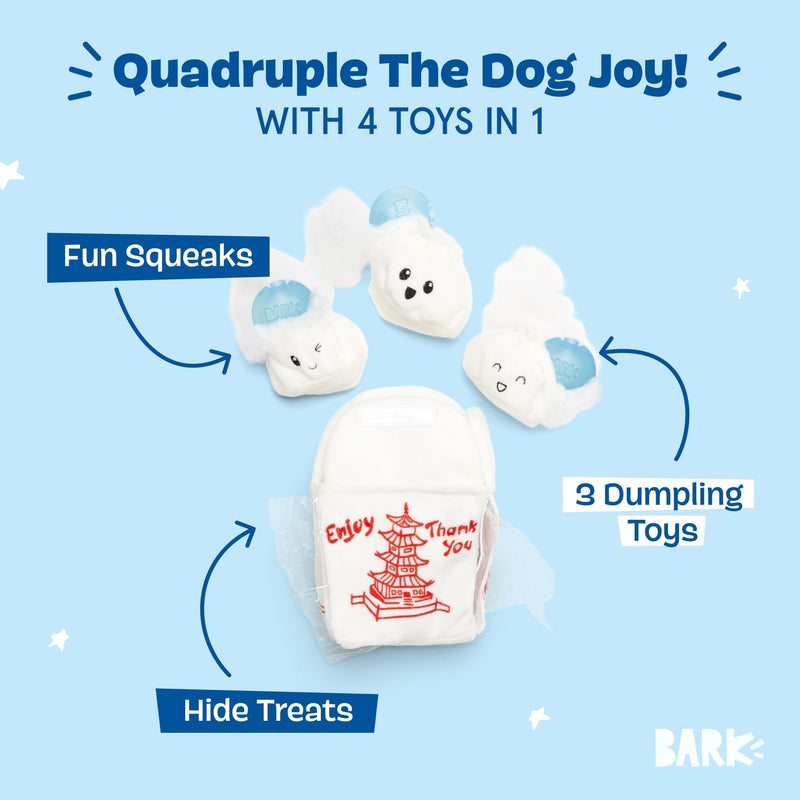 BARK Dog Toy 2 in 1 Interactive - Plush Exterior Material & Squeaker, Tearable Dog Toy with Squeaky Ball Inside, Ideal for Toy Destroyers | Andi's Dumpling, Small - PawsPlanet Australia